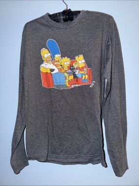 Men’s medium The Simpsons Family Graphic Long Sleeve Tee - Dark Gray